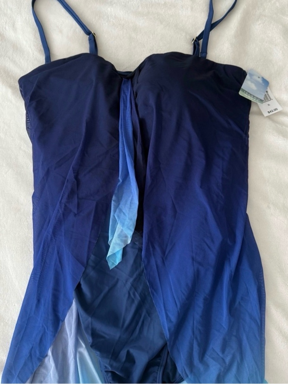ISLAND WAVES SZ XL OMBRE BLUE FLY-AWAY FRONT ONE
PIECE SWIM NEW